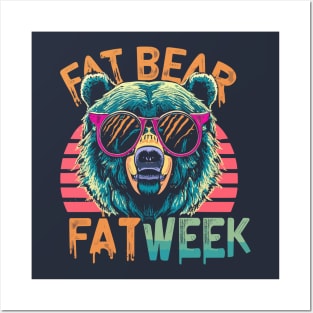 fat bear week retrowave Posters and Art